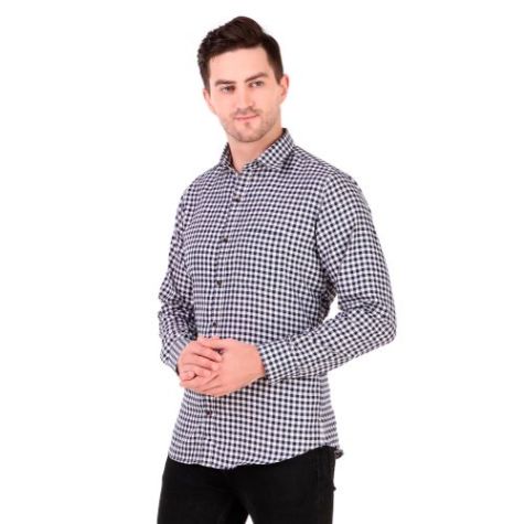 Blue Small Checked Cotton Shirt for Men Ideal for Daily and Semi Formal Occasions Distributor, Wholesaler, Manufacturers, Suppliers, Exporters in Togo