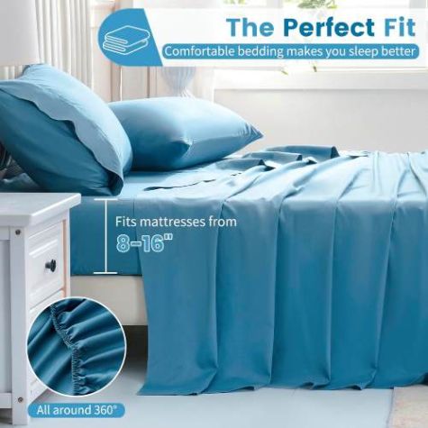 King Size Mineral Blue Cotton Bedsheet Set Cooling Silky for All Season Comfort Distributor, Wholesaler, Manufacturers, Suppliers, Exporters in Togo