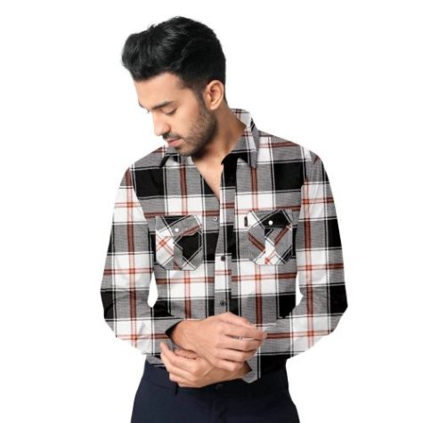 Men Casual Cotton Shirt with Medium Checks and Full Sleeves for Everyday Comfort Distributor, Wholesaler, Manufacturers, Suppliers, Exporters in Togo