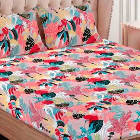 Vibrant Floral Cotton Bedsheet Double Bed Multicolor Tropical Design Distributor, Wholesaler, Manufacturers, Suppliers, Exporters in Navi Mumbai