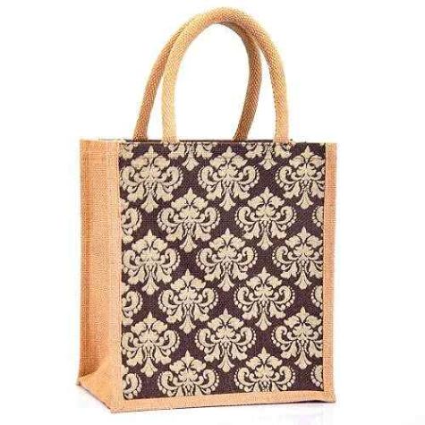 Designer Printed Jute Shopping Bag Natural Beige with Black White Floral Print Soft Distributor, Wholesaler, Manufacturers, Suppliers, Exporters in Navi Mumbai