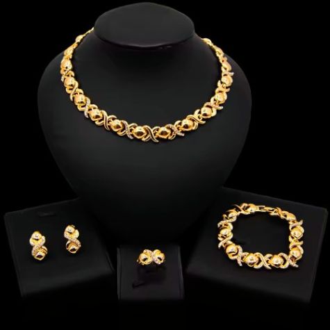 Fashionable Wholesale Jewellery Set for Women with Gold and White Gold Zinc Alloy Distributor, Wholesaler, Manufacturers, Suppliers, Exporters in Navi Mumbai