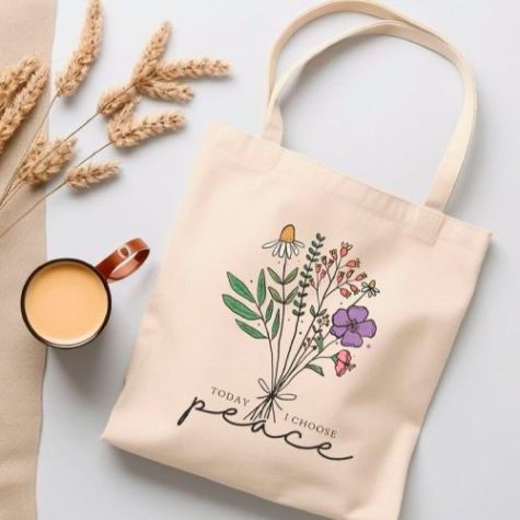 Floral Print Cotton Tote Bag with Shoulder Length Handles and Eco Friendly Ink Distributor, Wholesaler, Manufacturers, Suppliers, Exporters in Navi Mumbai