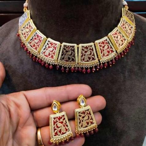 Handcrafted Golden Thewa Jewellery Necklace Set for Party Wear and Special Occasions Distributor, Wholesaler, Manufacturers, Suppliers, Exporters in Navi Mumbai