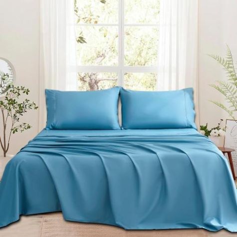 King Size Mineral Blue Cotton Bedsheet Set Cooling Silky for All Season Comfort Distributor, Wholesaler, Manufacturers, Suppliers, Exporters in Navi Mumbai