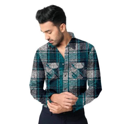 Men Casual Cotton Shirt with Medium Checks and Full Sleeves for Everyday Comfort Distributor, Wholesaler, Manufacturers, Suppliers, Exporters in Navi Mumbai