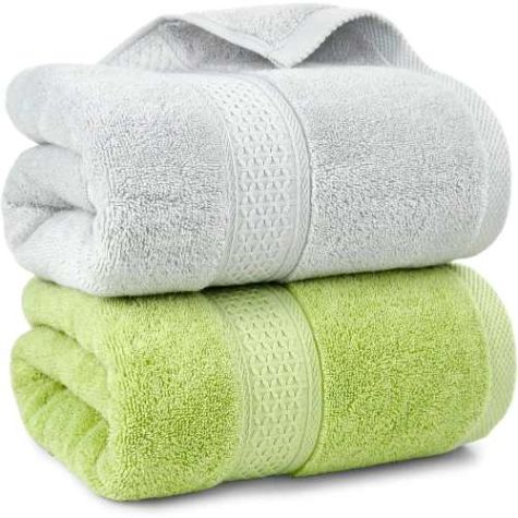 Modern and Stylish Grayish White and Fresh Green Bath Towel Reinforced Edges Quick Dry Distributor, Wholesaler, Manufacturers, Suppliers, Exporters in Navi Mumbai