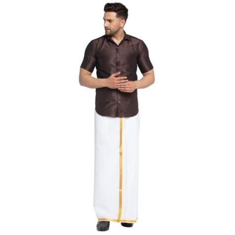 Premium Quality Plain Dupion Silk Shirt for Men in Slim Fit and Dark Brown Color Distributor, Wholesaler, Manufacturers, Suppliers, Exporters in Navi Mumbai