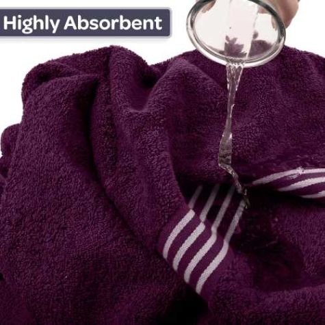 Stylish and Long Lasting Cotton Bath Towel with Soft Feel and Elegant Purple and White Stripes Distributor, Wholesaler, Manufacturers, Suppliers, Exporters in Navi Mumbai