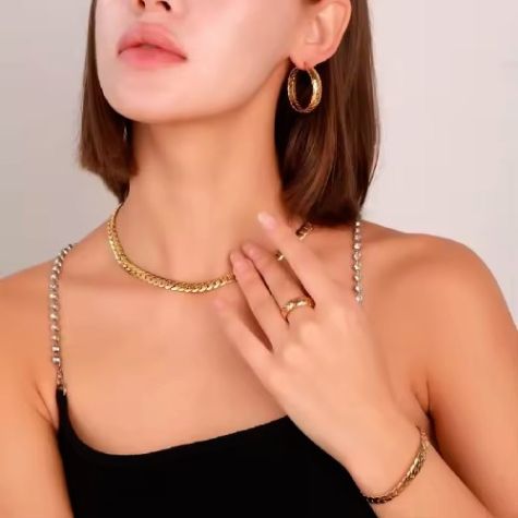 Stylish Stainless Steel Jewellery Set Featuring Necklace Earrings and Ring Perfect Distributor, Wholesaler, Manufacturers, Suppliers, Exporters in Navi Mumbai