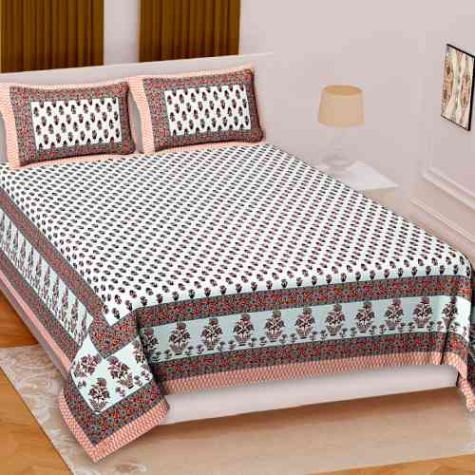 Traditional Block Print Double Bedsheet Set Pure Cotton Soft and Breathable Distributor, Wholesaler, Manufacturers, Suppliers, Exporters in Navi Mumbai