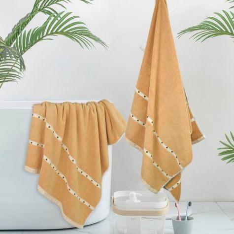Ultra Soft and Quick Dry Cotton Bath Towel with Decorative Dot Stripes Distributor, Wholesaler, Manufacturers, Suppliers, Exporters in Navi Mumbai